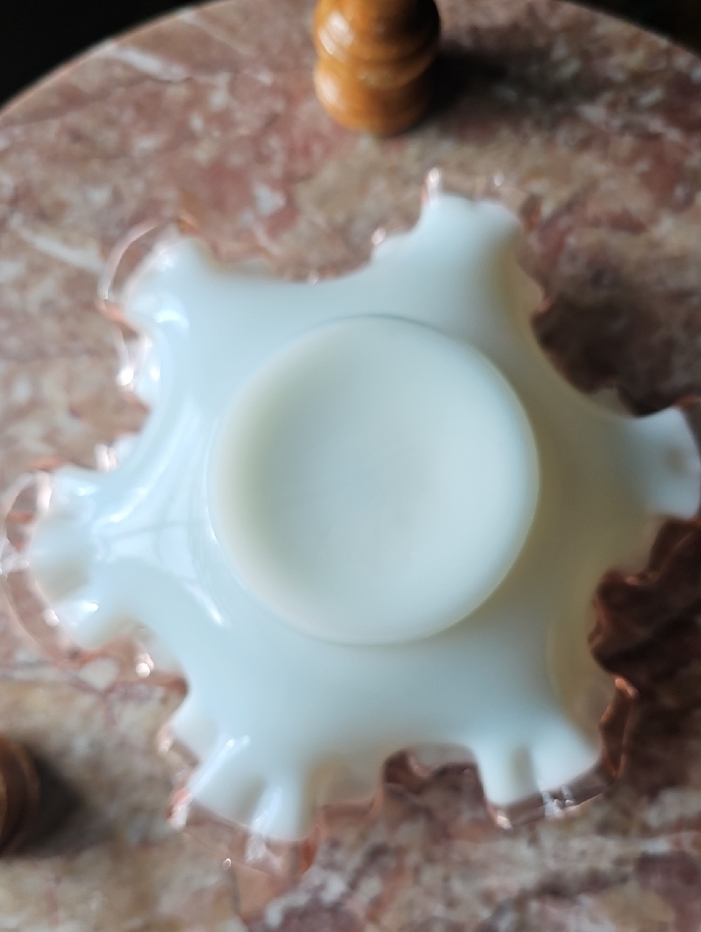 Vintage Fenton White and Pink Ruffled Glass Bowl - Home Art - Picture 3 of 3